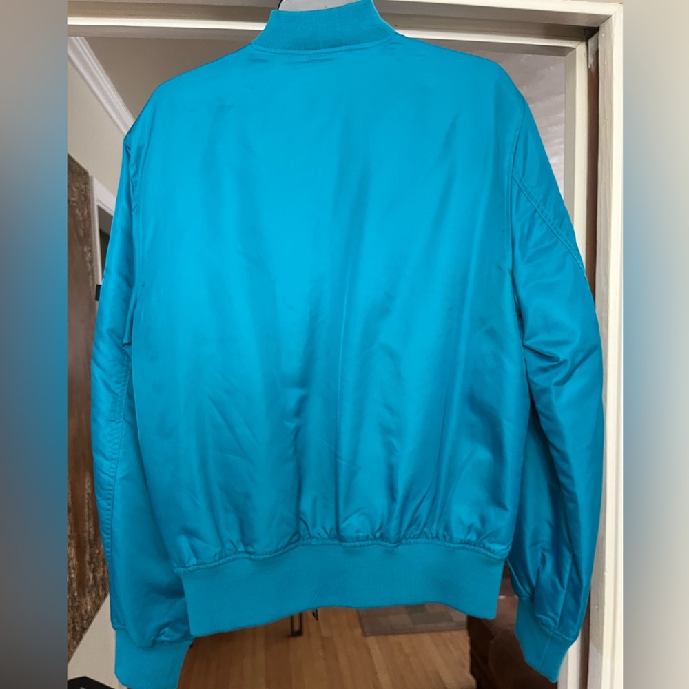 NEW.  Men eleven paris bomber jacket  size medium 
Color larkspur
